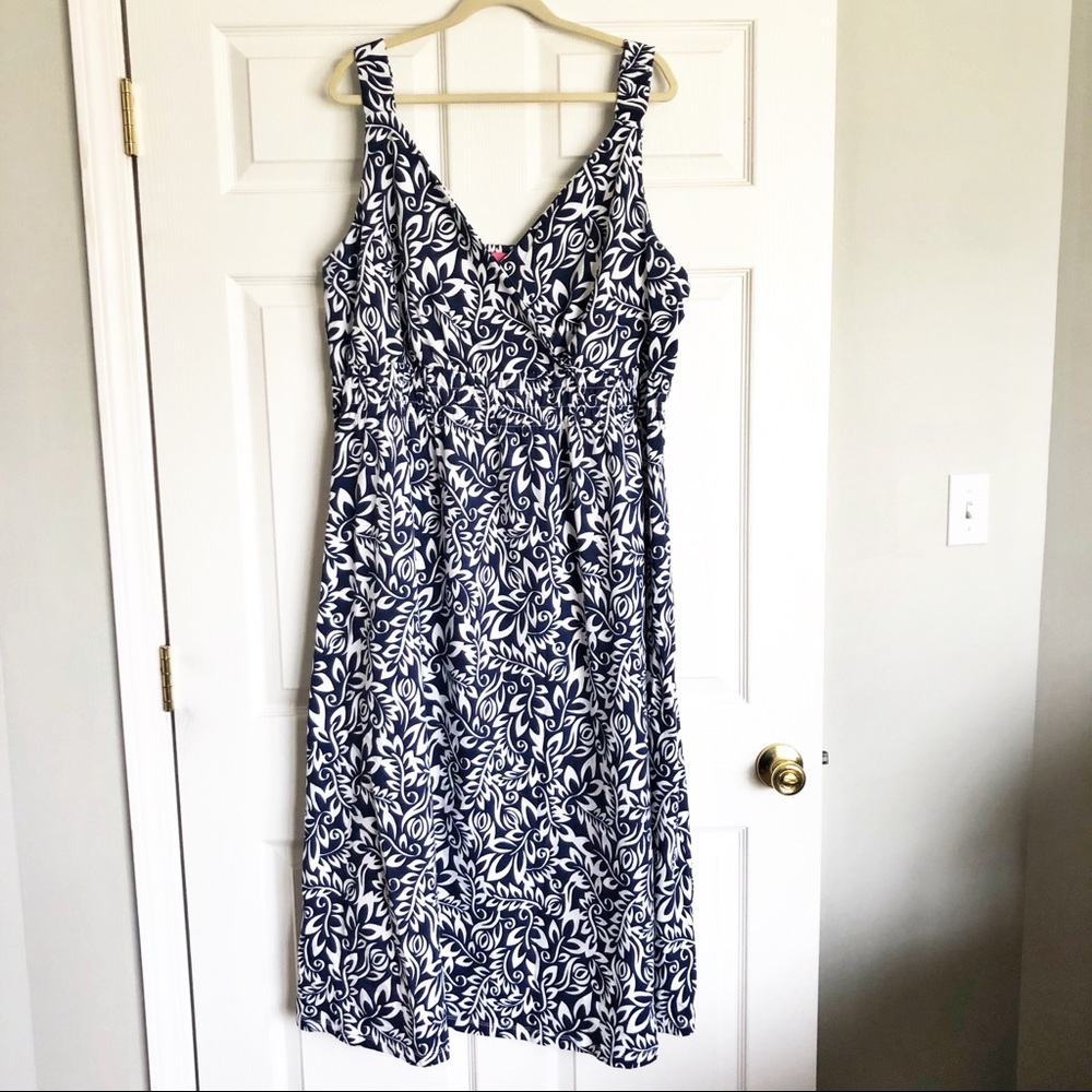 Woman Within Navy Print Midi Sundress - Size 2X